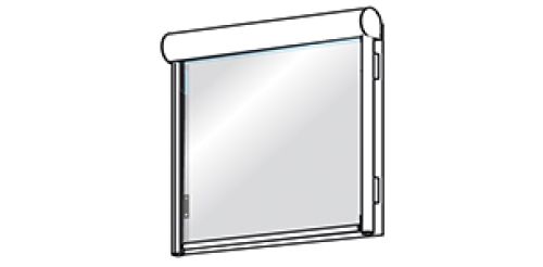 Senkrechtmarkise mit Schienenführung und Kassette